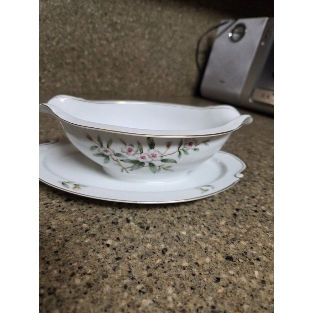 SeYei Gravy Boat Wild Cherry Pattern Fine China Japan Se Yei 1958 - Picture 2 of 13